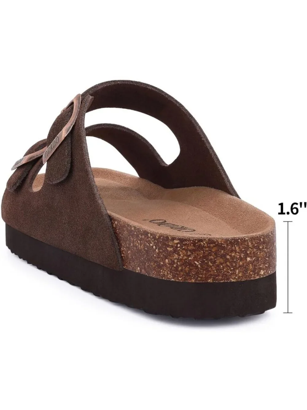 Soft Cork Footbed Platform Suede Sandals for Women - Adjustable Summer Slides